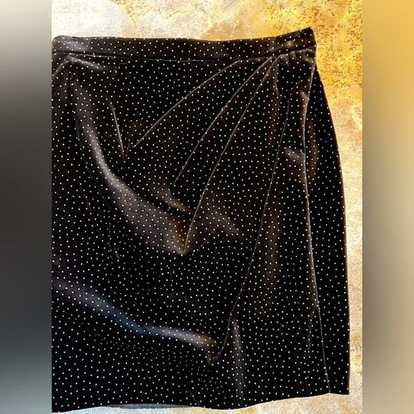 NWT Theory Womens Black Polka Dot Silk Velvet Pleat Wrap Work Skirt Sz 4 - Picture 3 of 7